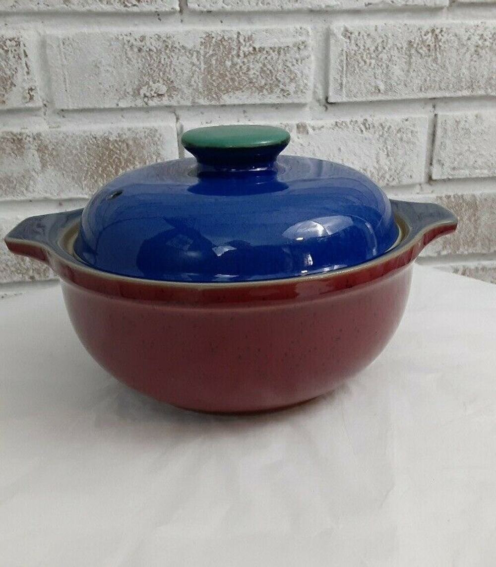 Denby Harlequin Stoneware England Small round casserole.